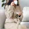 ⁦روب استحمام نسائي كوكو كلاسيك شاول قطن خالص-بيج⁩ - الصورة ⁦7⁩