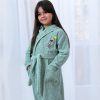 Lolitta Hooded Style Bathrobe For Teens, Pure Cotton, Green