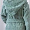 Lolitta Hooded Style Bathrobe For Teens, Pure Cotton, Green - Image 3
