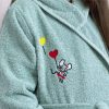 Lolitta Hooded Style Bathrobe For Teens, Pure Cotton, Green - Image 6